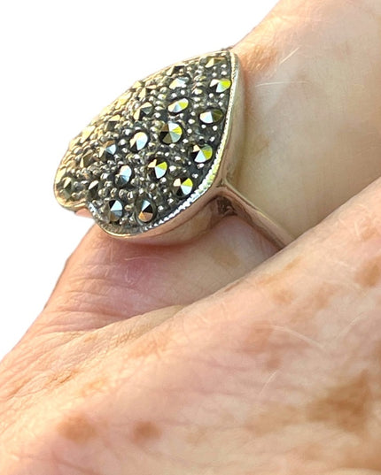 Sterling silver 925 fancy marcasite heat ring