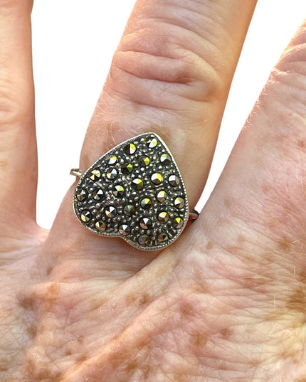 Sterling silver 925 fancy marcasite heat ring