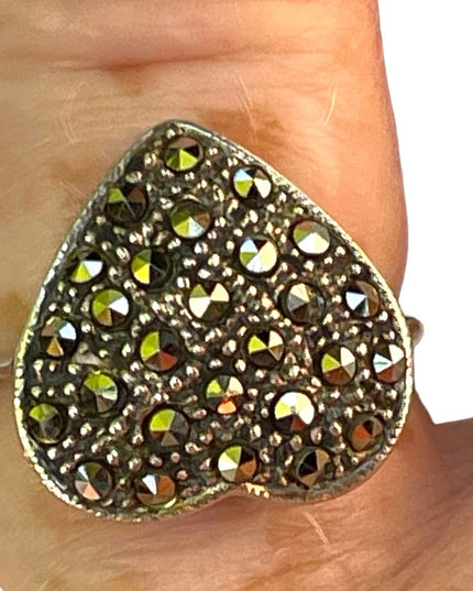 Sterling silver 925 fancy marcasite heat ring