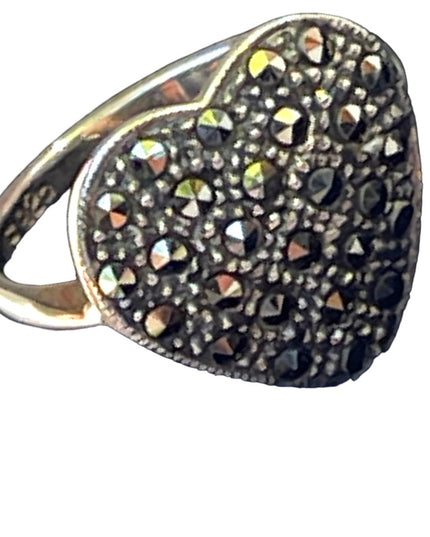 Sterling silver 925 fancy marcasite heat ring