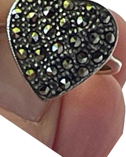 Sterling silver 925 fancy marcasite heat ring