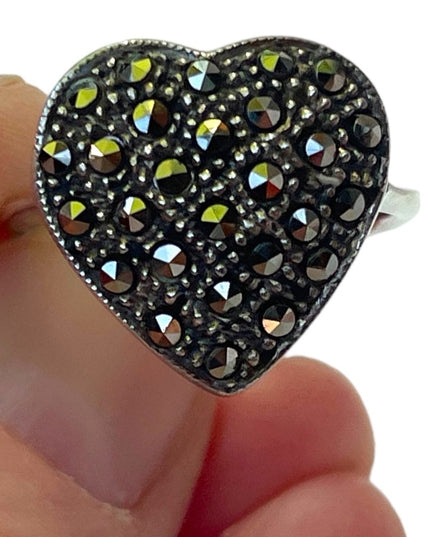 Sterling silver 925 fancy marcasite heat ring