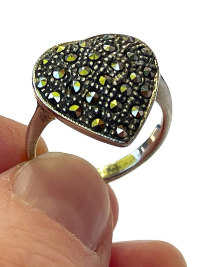 Sterling silver 925 fancy marcasite heat ring