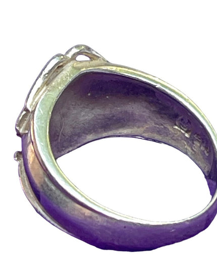 Vintage sterling silver cross signet religious pinky ring 925
