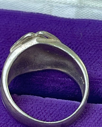 Vintage sterling silver cross signet religious pinky ring 925