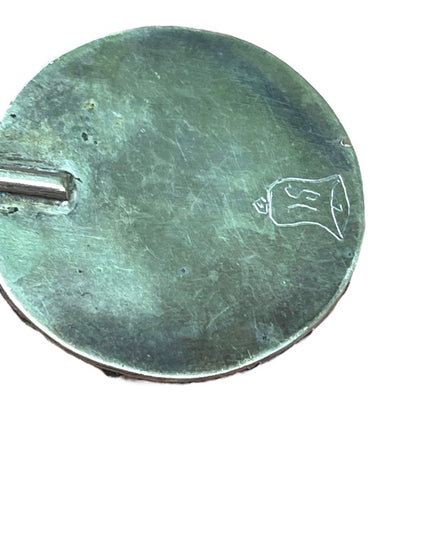 Vintage authentic Navajo Signed Turquoise pendant silver