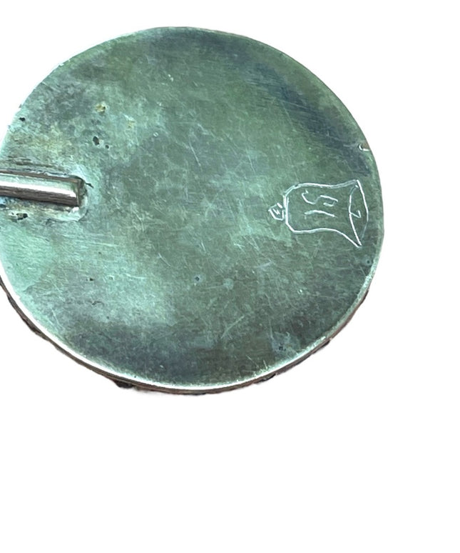 Vintage authentic Navajo Signed Turquoise pendant silver