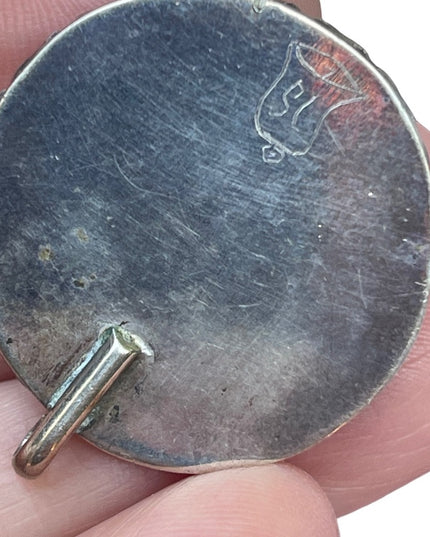 Vintage authentic Navajo Signed Turquoise pendant silver