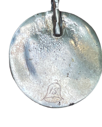 Vintage 1950s handmade sterling silver Navajo authebtic turquoise pendant