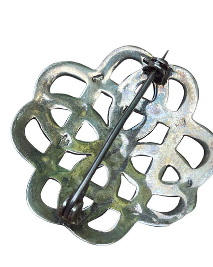 Vintage European sterling silver 925 Celtic Eternal lace knot brooch
