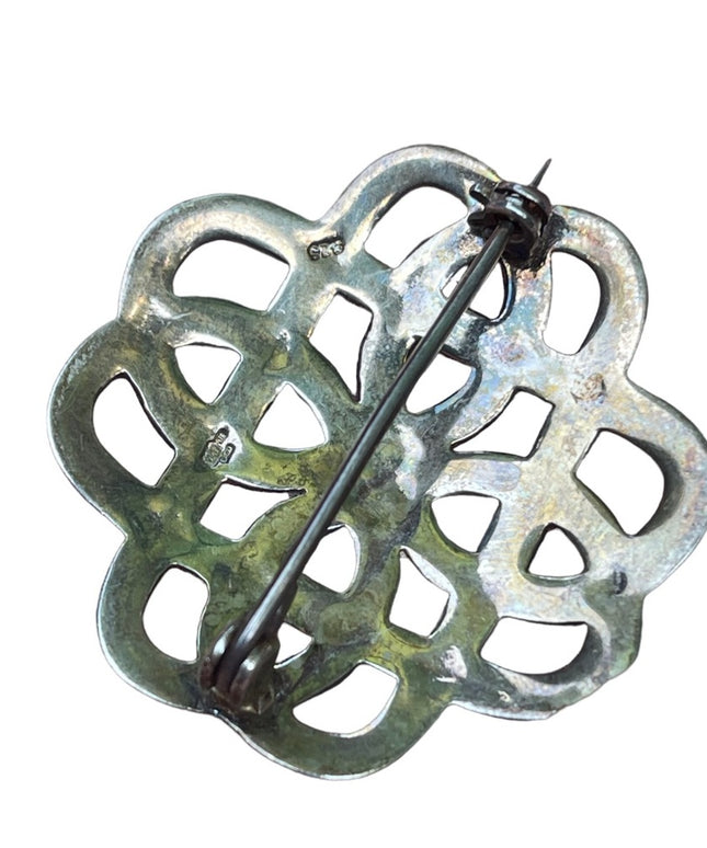 Vintage European sterling silver 925 Celtic Eternal lace knot brooch