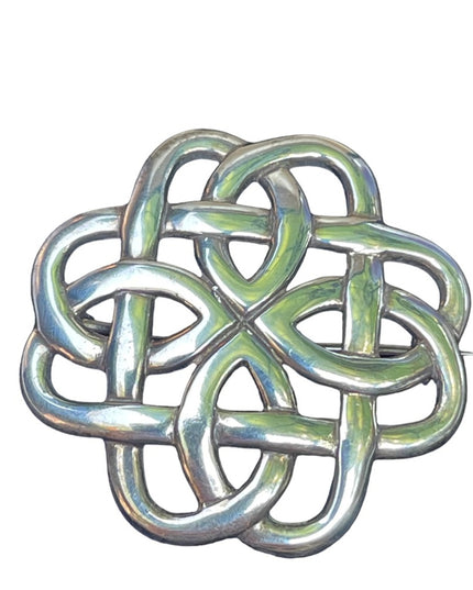 Vintage European sterling silver 925 Celtic Eternal lace knot brooch