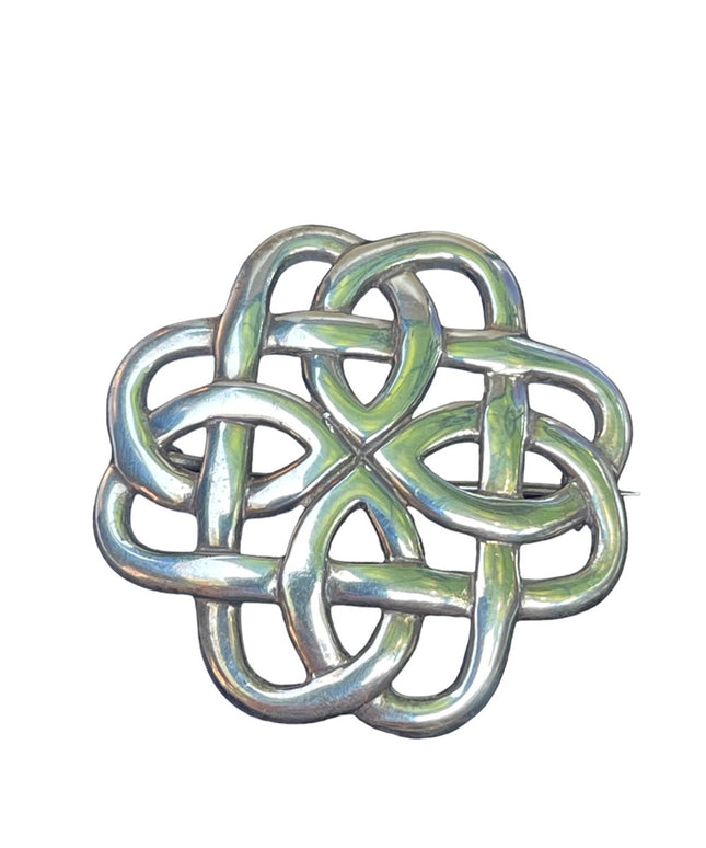 Vintage European sterling silver 925 Celtic Eternal lace knot brooch