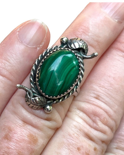 “MC" MARY CHAVEZ NATIVE AMERICAN STERLING 925 AZ Malachite RING, SIZE 6