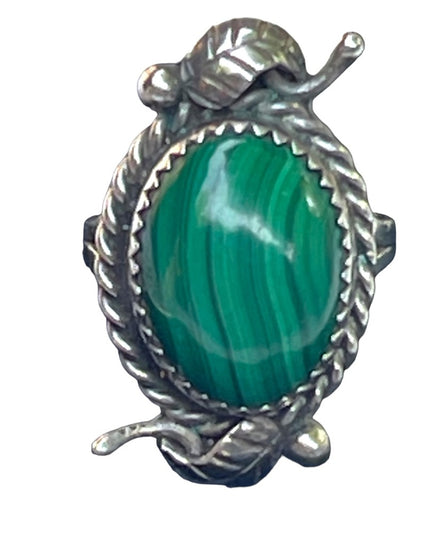 “MC" MARY CHAVEZ NATIVE AMERICAN STERLING 925 AZ Malachite RING, SIZE 6
