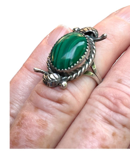 “MC" MARY CHAVEZ NATIVE AMERICAN STERLING 925 AZ Malachite RING, SIZE 6