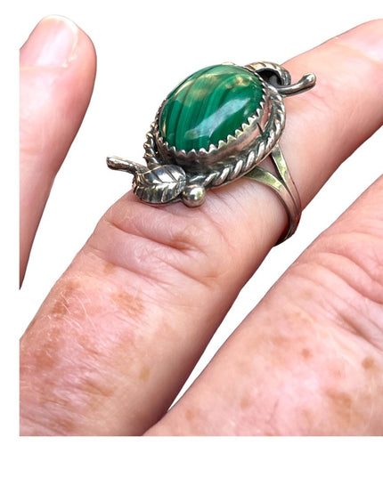 “MC" MARY CHAVEZ NATIVE AMERICAN STERLING 925 AZ Malachite RING, SIZE 6
