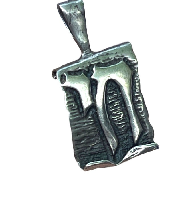 Vintage sterling silver CHAI scroll Jewish long life pendant