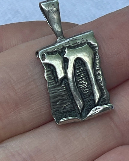 Vintage sterling silver CHAI scroll Jewish long life pendant