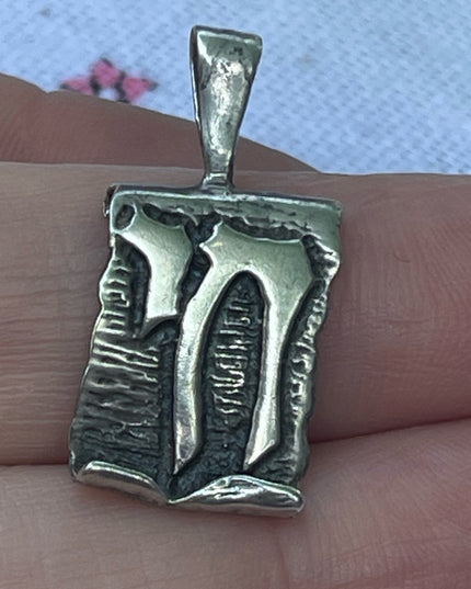 Vintage sterling silver CHAI scroll Jewish long life pendant