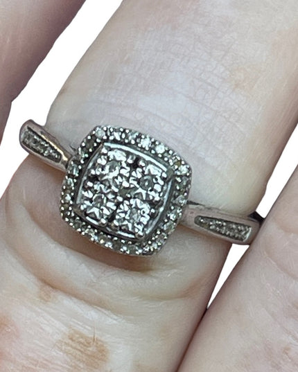 Authentic tiny diamonds sterling silver 925 halo ring