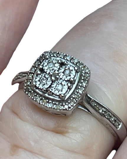 Authentic tiny diamonds sterling silver 925 halo ring