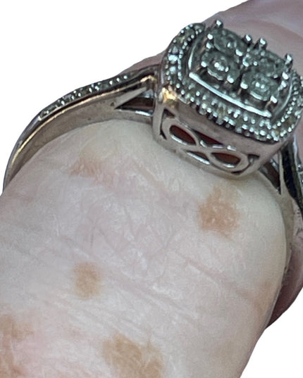 Authentic tiny diamonds sterling silver 925 halo ring