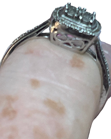 Authentic tiny diamonds sterling silver 925 halo ring