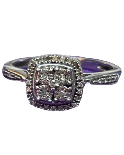 Authentic tiny diamonds sterling silver 925 halo ring