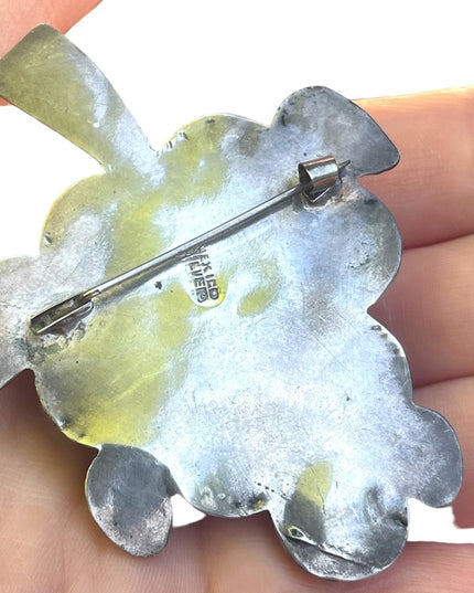 Lovely vintage sterling silver Mexico Wine grapes LARGE brooch