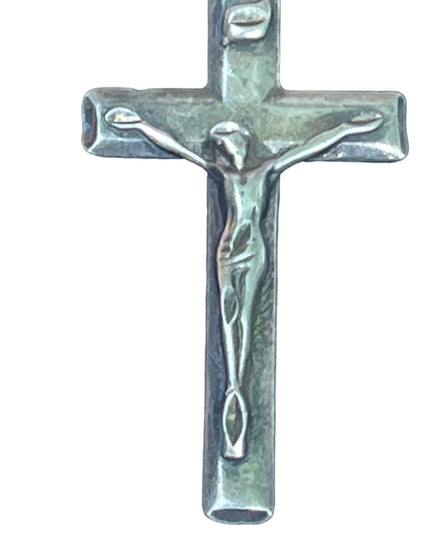 Vintage sterling silver antiqued cross pendant religious crucifix