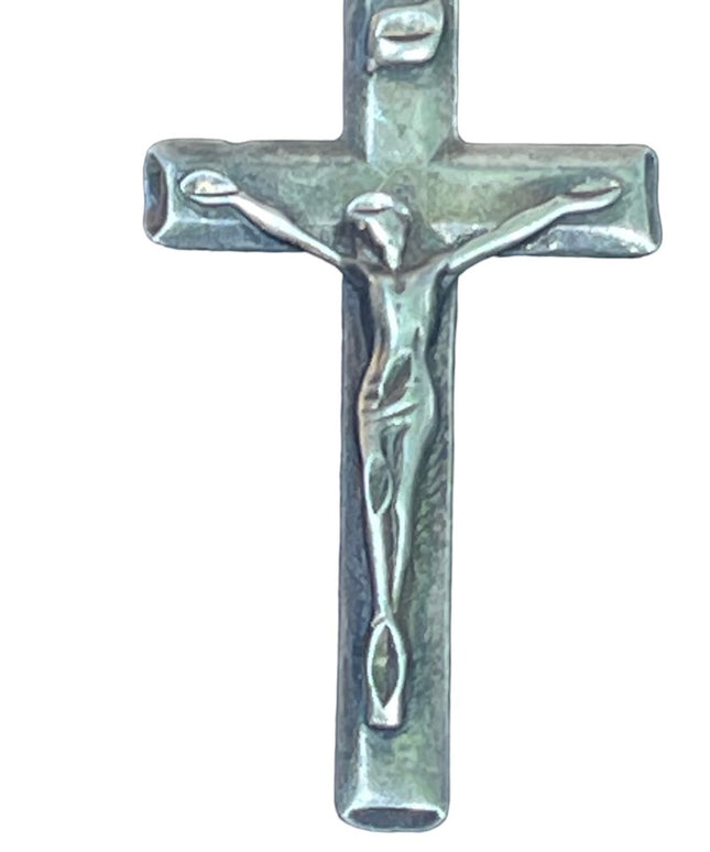 Vintage sterling silver antiqued cross pendant religious crucifix