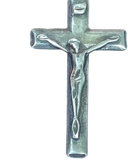 Vintage sterling silver antiqued cross pendant religious crucifix