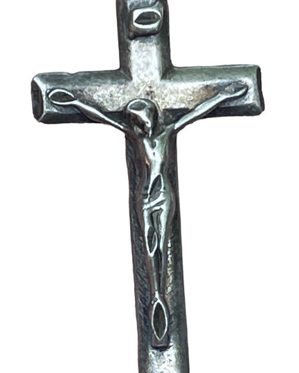 Vintage sterling silver antiqued cross pendant religious crucifix