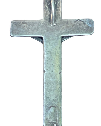 Vintage sterling silver antiqued cross pendant religious crucifix