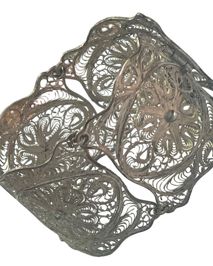 800 Silver antique filagree fancy wire work ornate bracelet