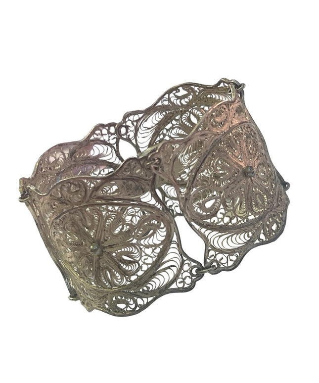 800 Silver antique filagree fancy wire work ornate bracelet
