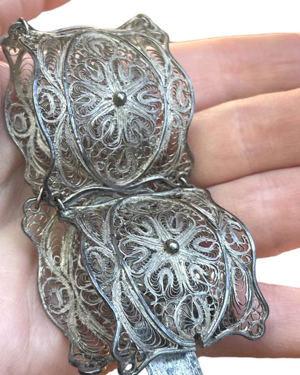 800 Silver antique filagree fancy wire work ornate bracelet
