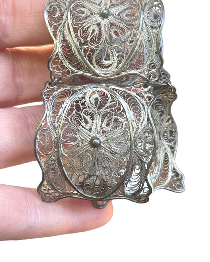 800 Silver antique filagree fancy wire work ornate bracelet