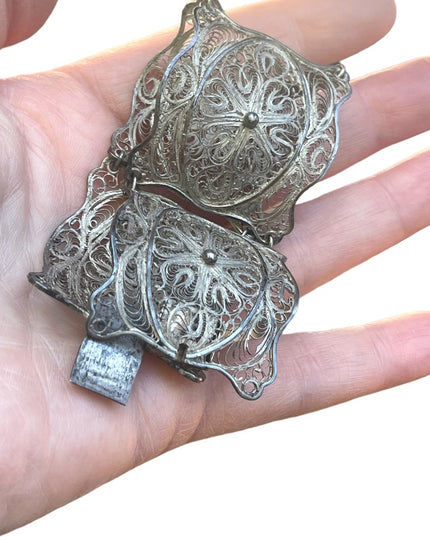 800 Silver antique filagree fancy wire work ornate bracelet