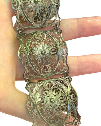 800 Silver antique filagree fancy wire work ornate bracelet