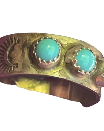 Vintage RE sterling silver Navajo mens turquoise ring 925