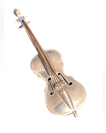 Vintage sterling silver 925 Mexico Artisan signed Cello Violin brooch