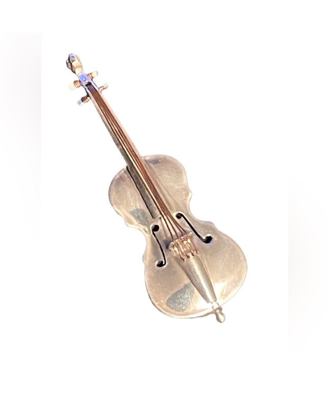 Vintage sterling silver 925 Mexico Artisan signed Cello Violin brooch