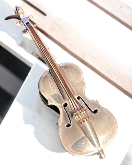 Vintage sterling silver 925 Mexico Artisan signed Cello Violin brooch