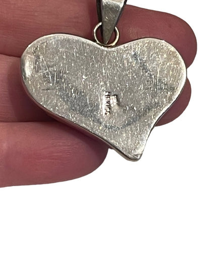 Vintage Sterling silver 925 Large Black onyx solid heavy pendant Mexico