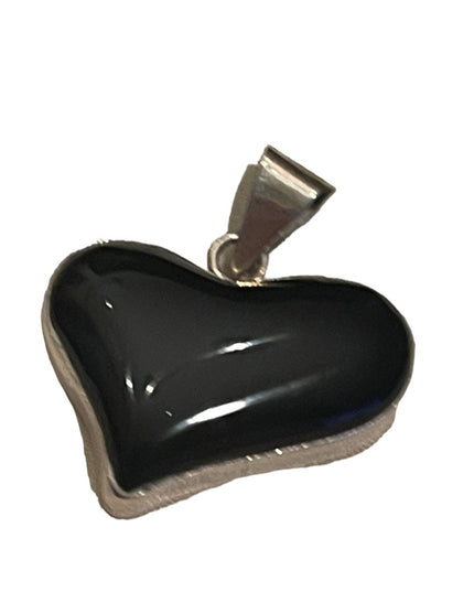 Vintage Sterling silver 925 Large Black onyx solid heavy pendant Mexico