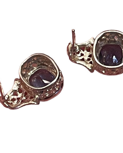 Lovely sterling silver 925 Blue crystal sim sapphire ornate earrings