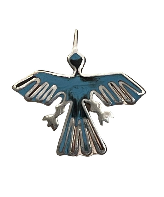 Vintage sterling silver 925 OLD handmade enameled Eagle brooch