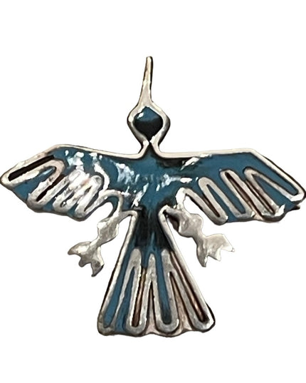 Vintage sterling silver 925 OLD handmade enameled Eagle brooch